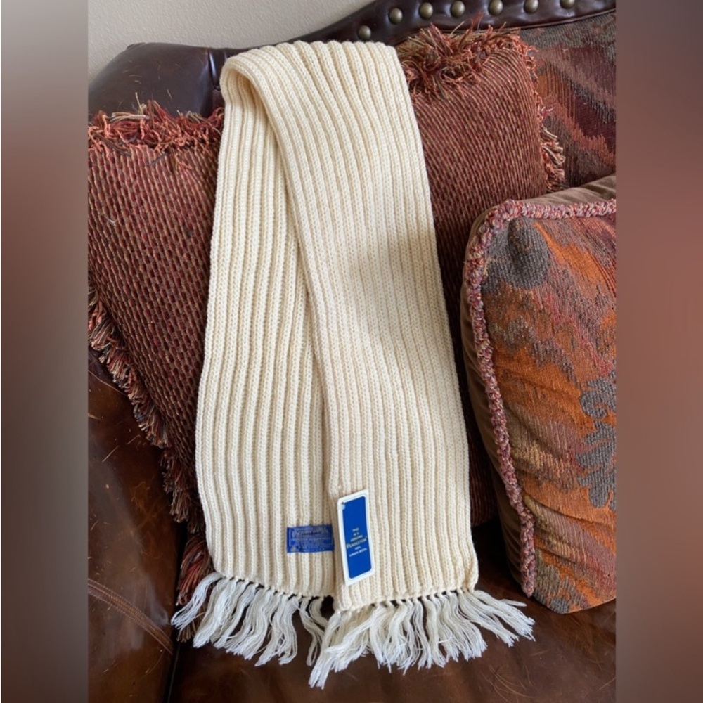 NWT Pendleton Authentic Off White Cable Winter Heavy Wool Scarf